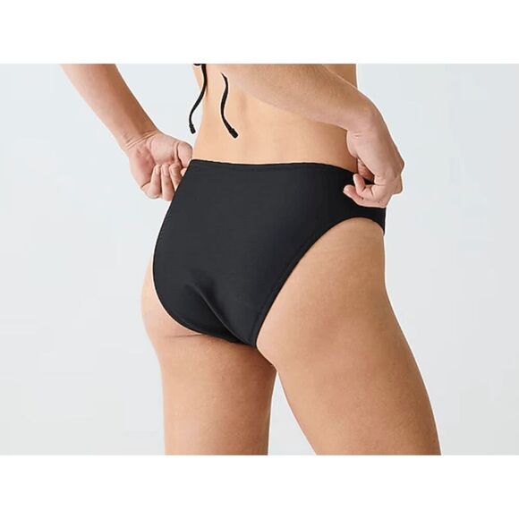 J. Crew‎ Ribbed high-rise cheeky bikini bottom Black Size M NWT - Picture 1 of 5